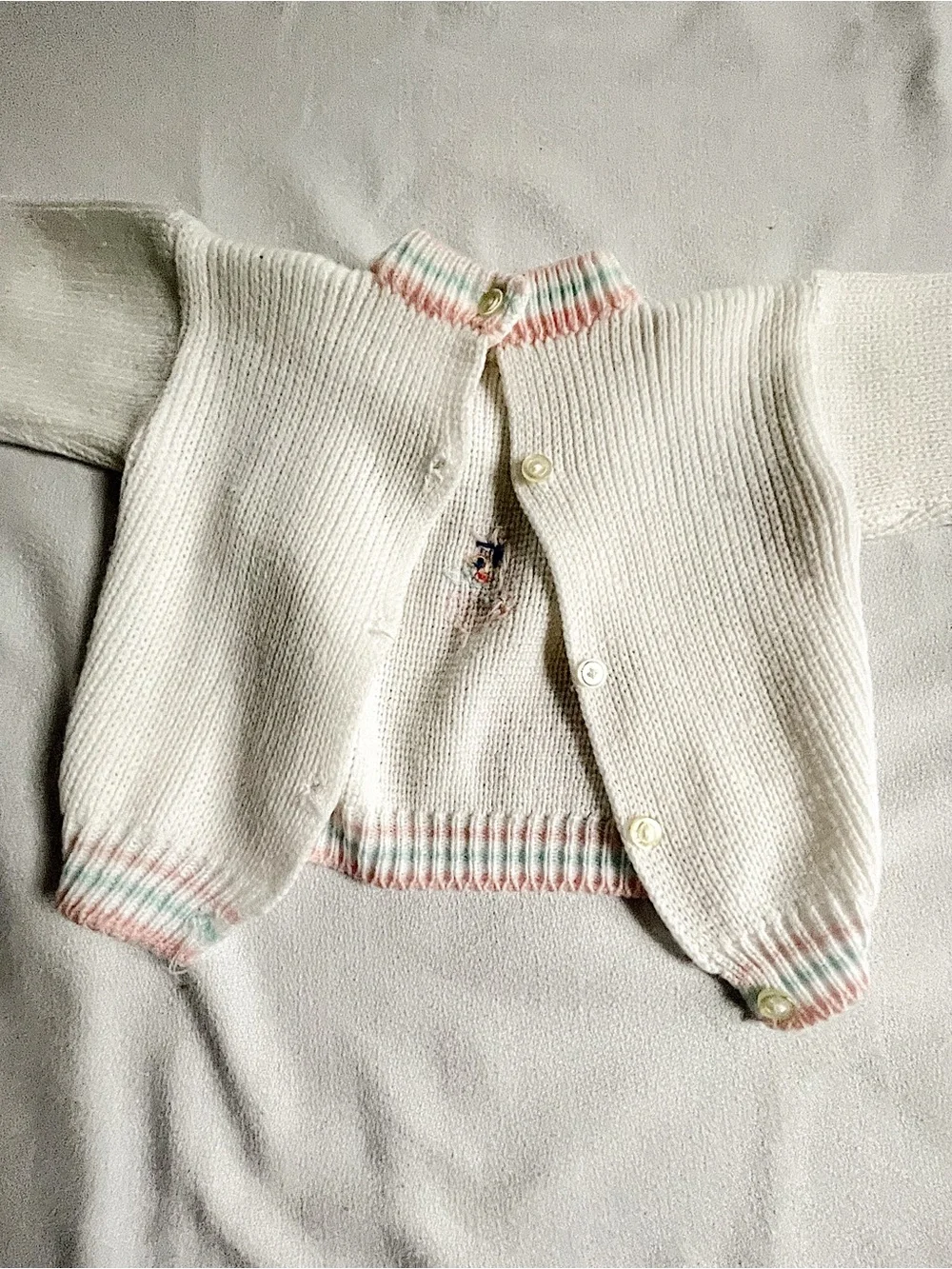 VINTAGE 80s Outfit Set Sweater Shirt Pants Footies Long Knit Bunny Pink Blue